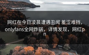 网红在今日凌晨遭遇丑闻 羞涩难挡，onlyfans全网炸锅，详情发现，网红pn