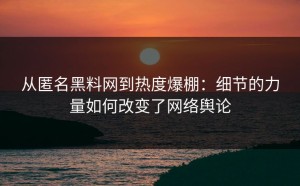 从匿名黑料网到热度爆棚：细节的力量如何改变了网络舆论