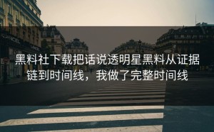 黑料社下载把话说透明星黑料从证据链到时间线，我做了完整时间线