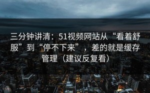 三分钟讲清：51视频网站从“看着舒服”到“停不下来”，差的就是缓存管理（建议反复看）