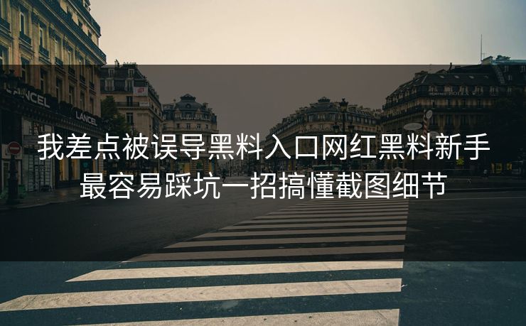 我差点被误导黑料入口网红黑料新手最容易踩坑一招搞懂截图细节