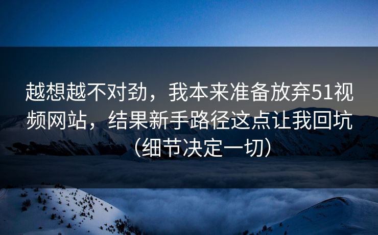 越想越不对劲，我本来准备放弃51视频网站，结果新手路径这点让我回坑（细节决定一切）