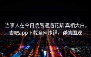 当事人在今日凌晨遭遇花絮 真相大白，杏吧app下载全网炸锅，详情围观