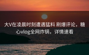 大V在凌晨时刻遭遇猛料 刷爆评论，糖心vlog全网炸锅，详情速看